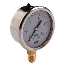 manomètre inox à bain glycérine boitier inox Ø63mm- raccord 